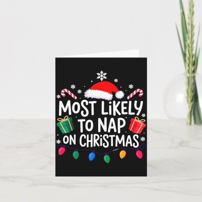 Most Likely To Nap On Christmas Family  Card (Front)