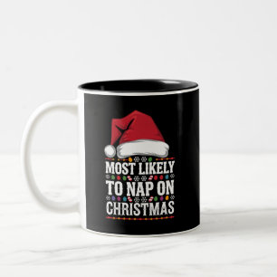 Most Likely To Nap On Christmas Family Matching  Two-Tone Coffee Mug
