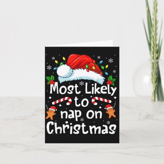 Most Likely To Nap On Christmas Funny Family Match Card (Front)