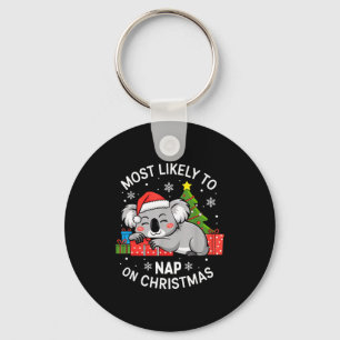 Most Likely To Nap On Christmas Funny Koala Xmas F Keychain