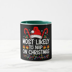 Most Likely To Nap On Christmas Holiday Matching Mug