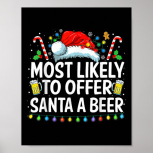 Most Likely To Offer Santa A Beer Fun Drinking Chr Poster