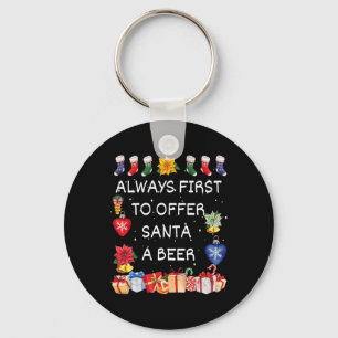 Most Likely To Offer Santa A Beer Funny Christmas Keychain
