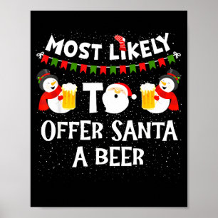 Most Likely To Offer Santa A Beer Snowman Christma Poster