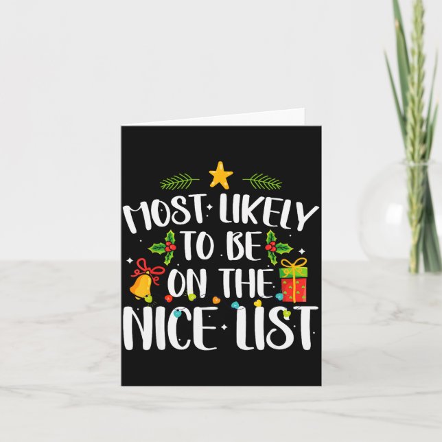Most Likely To On The Nice List Funny Family Chris Card (Front)