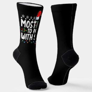 Most Likely To Party With Santa Christmas Holiday Socks
