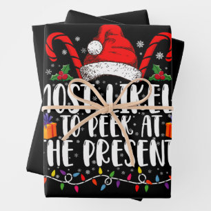Most Likely To Peek At The Presents Family Xmas Wrapping Paper Sheet