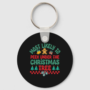 Most Likely To Peek Under The Christmas Tree Pajam Keychain