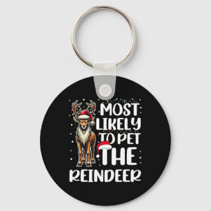 Most Likely To Pet Reindeer Family Matching Christ Keychain