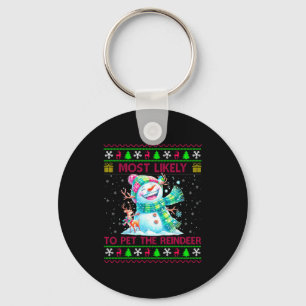 Most Likely To Pet The Reindeer Family Matching Ch Keychain