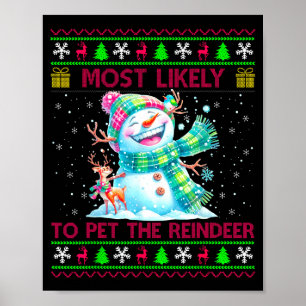 Most Likely To Pet The Reindeer Family Matching Ch Poster