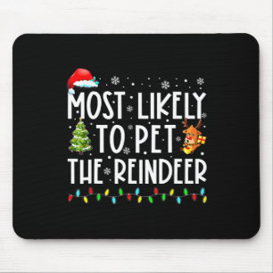 Most Likely To Pet The Reindeer Fun Christmas 1  Mouse Pad