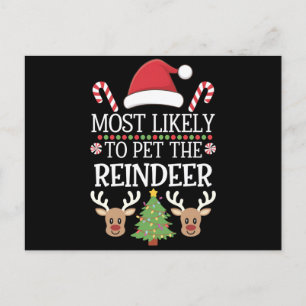 Most Likely To Pet The Reindeer Squad Family Joke  Postcard