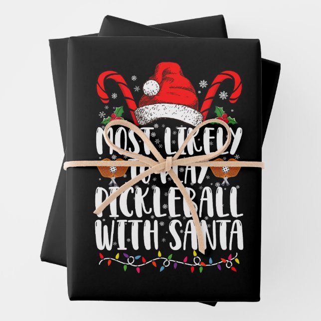 Most Likely To Play Pickleball With Santa Family  Wrapping Paper Sheet (In situ)