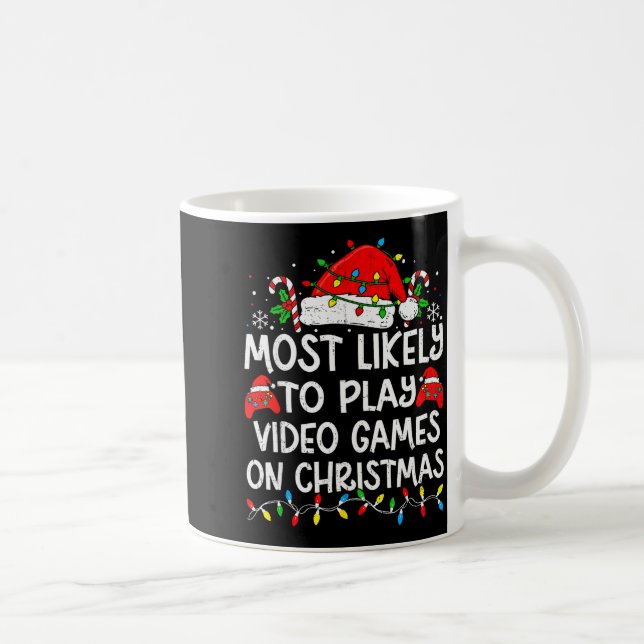 Most Likely To Play Video Games On Christmas Match Coffee Mug (Right)