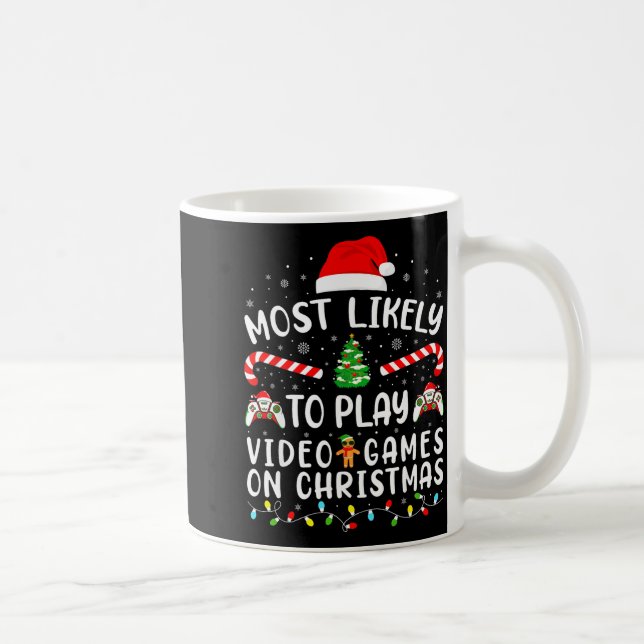 Most Likely To Play Video Games Xmas Family Matchi Coffee Mug (Right)
