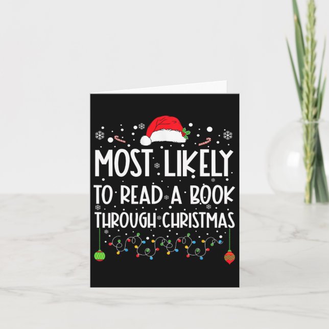 Most Likely To Read A Book Matching Family Christm Card (Front)