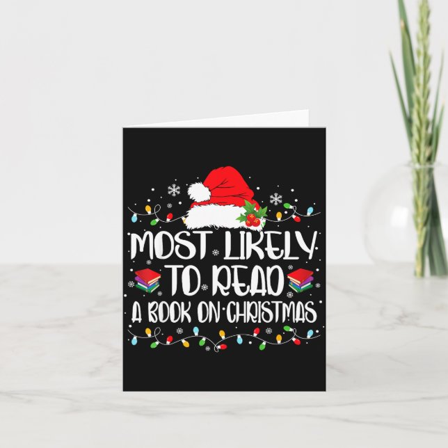 Most Likely To Read A Book On Christmas Family Mat Card (Front)