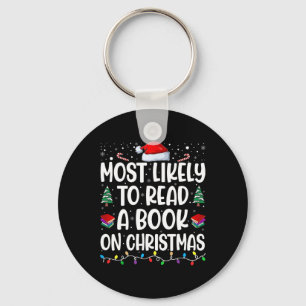 Most Likely To Read A Book On Christmas Matching F Keychain