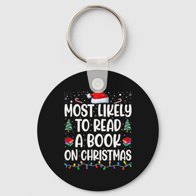 Most Likely To Read A Book On Christmas Matching F Keychain (Front)