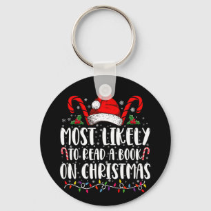 Most Likely To Read A Book On Christmas Matching  Keychain