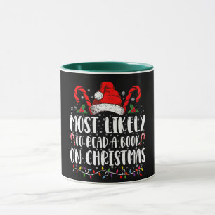 Most Likely To Read A Book On Christmas Matching Mug