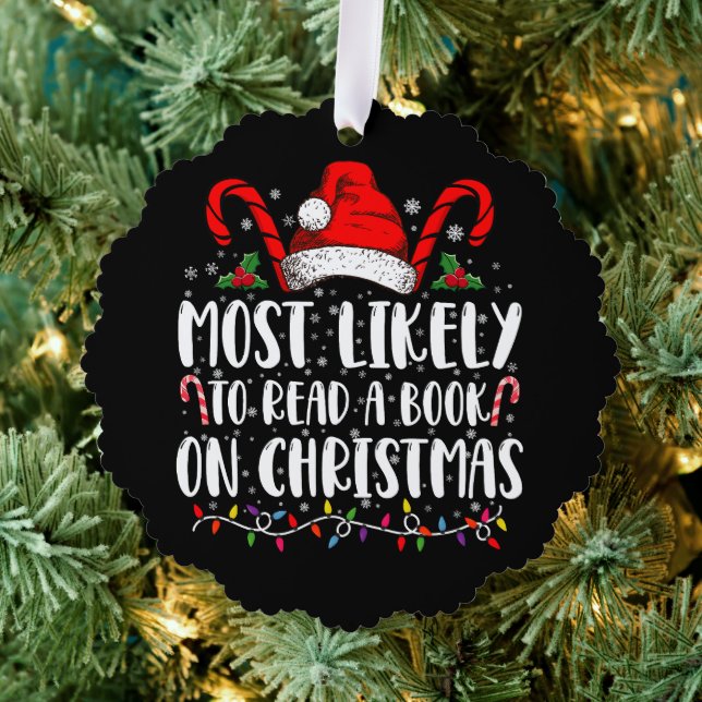 Most Likely To Read A Book On Christmas Matching  Ornament Card (Insitu (Tree))
