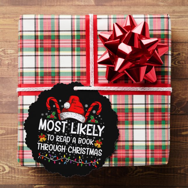 Most Likely To Read A Book Through Christmas  Ornament Card (Insitu (Gift))