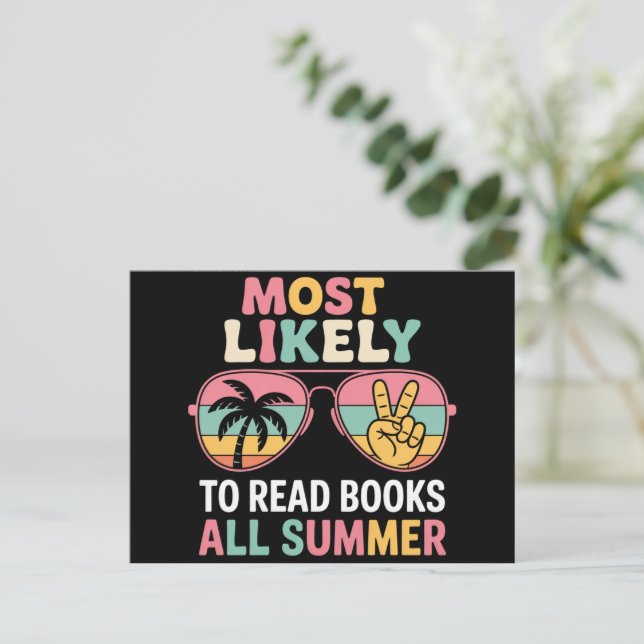 Most Likely To Read Books All Summer Teacher Gift Postcard (Standing Front)