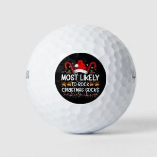 Most Likely To Rock Christmas Socks Funny Xmas Golf Balls