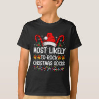 Most Likely To Rock Christmas Socks Funny Xmas