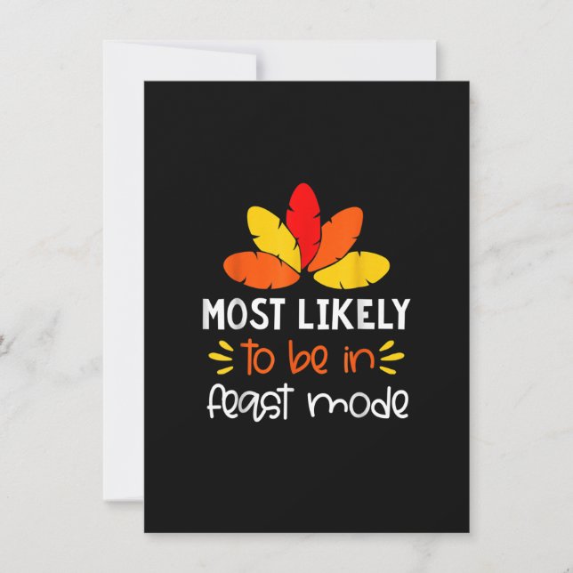 Most Likely to Shirt Matching Family Thanksgiving  Invitation (Front)