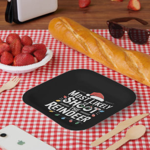 Most Likely To Shoot The Reindeer Family Christmas Paper Plate