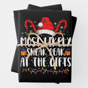 Most Likely To Sneak Peak At The Gifts Christmas Wrapping Paper Sheet