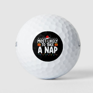 Most Likely To Take A Nap Christmas Holiday Golf Balls