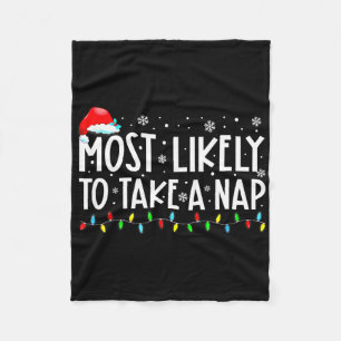 Most Likely To Take A Nap Family Matching Christma Fleece Blanket