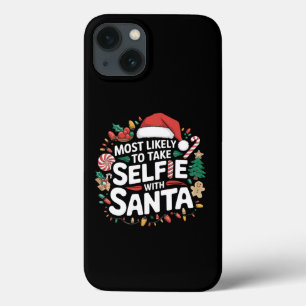 Most Likely To Take Selfie With Santa Family Xmas iPhone 13 Case