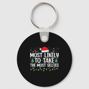 Most Likely To Take The Most Selfies Christmas Tre Keychain