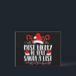 Most Likely To Text Santa A List Matching Christma Holiday Postcard<br><div class="desc">Most Likely To Text Santa A List Matching Christmas</div>