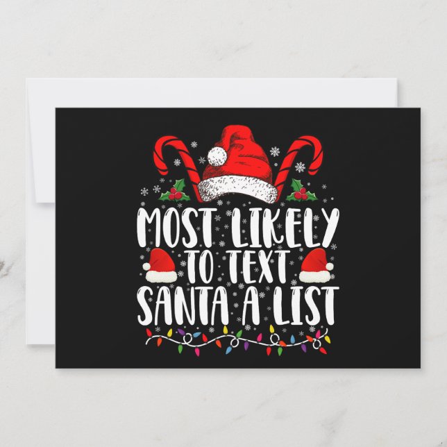 Most Likely To Text Santa A List Matching Christma Invitation (Front)