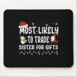 Most Likely To Trade Sister For Gifts Matching Fam Mouse Pad<br><div class="desc">Most Likely To Trade Sister For Gifts Matching Family Xmas</div>