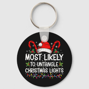 Most Likely To Untangle Christmas Lights Matching Keychain