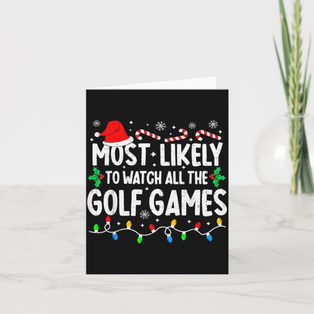 Most Likely To Watch All Golf Games Funny Matching Card (Front)
