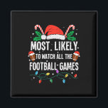 Most Likely To Watch All The Football Games Christ Magnet<br><div class="desc">Most Likely To Watch All The Football Games Christmas Funny</div>