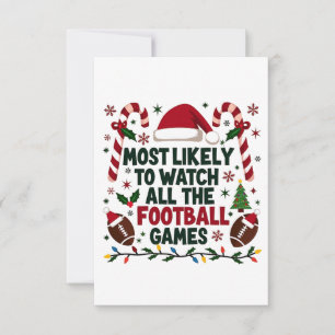 Most Likely to Watch All the Football Games Ugly RSVP Card