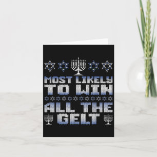 Most Likely To Win All The Gelt Hanukkah Matching Card