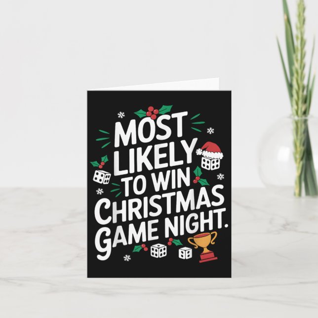 Most Likely To Win Family Christmas Game Night Par Card (Front)