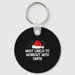 Most Likely To Workout With Santa Keychain
