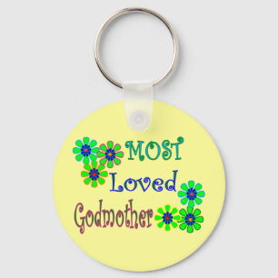 "Most Loved Godmother" Gifts Keychain