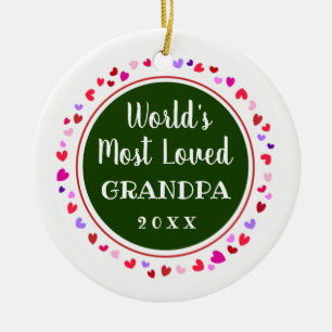 Most Loved Grandpa or Any Name Christmas Gift Ceramic Ornament